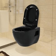 vidaXL Toaleta wisząca, ceramiczna, czarna vidaXL 143023