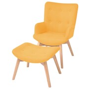 vidaXL Fotel z podnóżkiem, tkanina, kolor żółty vidaXL 244664