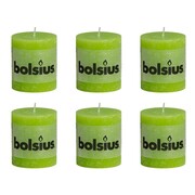 Bolsius Rustykalne świece pieńkowe, 6 szt., 80 x 68 mm, limonkowe Bolsius 400660