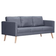 vidaXL Sofa 3-osobowa, materiałowa, ciemnoszara vidaXL 242221