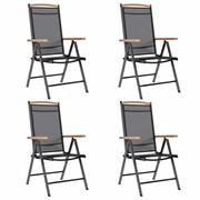 vidaXL Składane krzesła ogrodowe, 4 szt., aluminium, czarne, vidaXL 41733