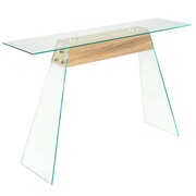 vidaXL Stolik - konsola z płyty MDF i szkła, 120x30x76 cm, kolor dębu vidaXL 245638