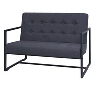 vidaXL 2-osobowa sofa z podłokietnikami, stal i tkanina, ciemnoszara vidaXL 245525