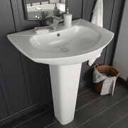 vidaXL Umywalka z postumentem, ceramiczna, biała, 650x520x200 mm vidaXL 143001