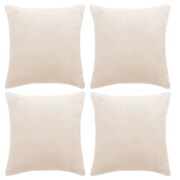 vidaXL Poszewki na poduszki, 4 szt., welur, 80x80 cm, złamana biel vidaXL 132953