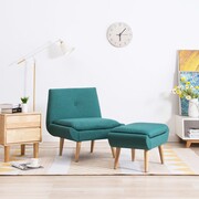 vidaXL Fotel tapicerowany tkaniną z podnóżkiem, zielony vidaXL 246982