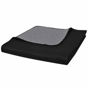 vidaXL Dwustronna pikowana narzuta na łóżko Czarna/Szara 230 x 260 cm vidaXL 130885