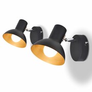 vidaXL Lampy ścienne, 2 sztuki, na 2 żarówki E27, czarno-złote vidaXL 244408