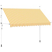 vidaXL Markiza zwijana ręcznie, 350 cm, żółto-białe pasy vidaXL 43235