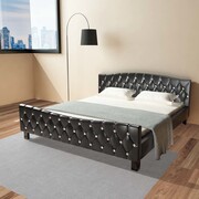 vidaXL Podwójne łóżko ze sztucznej skóry z materacem 180x200 cm, czarne vidaXL 274684