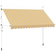 vidaXL Markiza zwijana ręcznie, 350 cm, żółto-niebieskie pasy vidaXL 43229