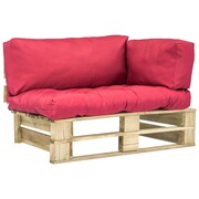 vidaXL Sofa ogrodowa z palet z czerwonymi poduszkami, drewno FSC vidaXL 275292