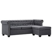 vidaXL Sofa z leżanką w stylu Chesterfield, obita tkaniną, ciemnoszara vidaXL 247136