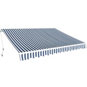 vidaXL Markiza zwijana ręcznie, 350 cm, niebiesko-biała vidaXL 275564