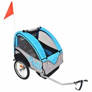 vidaXL Rowerowa przyczepka dla dzieci, szara i niebieska, 30 kg vidaXL 91373