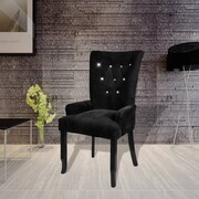 vidaXL Aksamitny fotel z drewnianą ramą, czarny vidaXL 240653