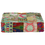 vidaXL Kwadratowy puf patchworkowy, bawełna, 50x50x12 cm, zielony vidaXL 246576