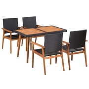 vidaXL Zestaw mebli do ogrodu, 5 części, polirattan, czarno-brązowy vidaXL 44075