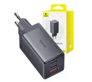 Baseus GaN5 2x USB-C + USB 65W + kabel 1m Szary GaN5 2x USB-C + USB 65W Baseus