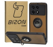 Bizon z uchwytem na palec Hybrid Ring do Xiaomi Poco X6 Pro Przydymione z czarną ramką Bizon Case Hybrid Ring Bizon