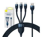 Baseus USB 3w1 Flash Series USB-C + micro USB + Lightning 66W 1,2m Niebieski USB 3w1 Flash Series Baseus