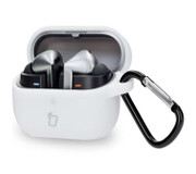 Bizon Silikonowe z karabińczykiem do Samsung Galaxy Buds 3/3 Pro Biały Silicone Galaxy Buds 3/3 Pro Bizon