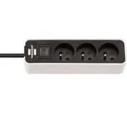 Brennenstuhl Ecolor 1153234320 3 gniazda 3m Czarno-biały Ecolor 1153234320 Brennenstuhl