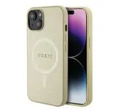 Guess Saffiano MagSafe GUHMP15MPSAHMCB do iPhone 15 Plus Złoty Saffiano MagSafe Guess