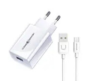 USAMS T48OCLN01 USB 18W + kabel USB-C Biały T48OCLN01 USAMS