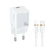 USAMS 1xUSB-C T45 30W PD3.0 Fast Charging + kabel U63 USB-C/Lightning Biały 1xUSB-C T45 30W PD3.0 USAMS