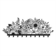 Wieszak na kurtki do przedpokoju Beautiful Flowers [XXL] - 100x40cm - Metalowa ozdoba ścienna