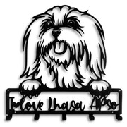 Wieszak do przedpokoju Pies Lhasa Apso Love [M] 39x40cm - Na Smycze - Metalowy - Ścienny
