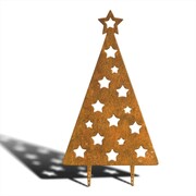 Ozdoba ogrodowa Rdzawy Choinka w Gwiazdki [XXL] 51x92cm - rdzą patynowana dekoracja świąteczna