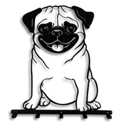 Wieszak do przedpokoju Pies Mops [L] 39x46cm - Na Smycze i Ubrania - Metalowy - Ścienny