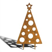 Ozdoba ogrodowa Rdzawy Choinka w Kropki [XXL] 51x92cm - rdzą patynowana dekoracja świąteczna