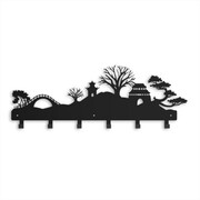 Wieszak na kurtki do przedpokoju Japoński Ogród [XL] - 63x25cm - Metalowa ozdoba ścienna