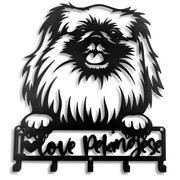 Wieszak Na Klucze Pies Pekińczyk Love [S] 21x25cm - Metalowa Ozdoba Ścienna