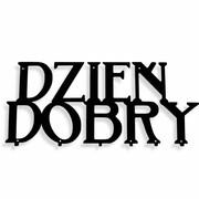 Wieszak do przedpokoju DZIEŃ DOBRY [XL] 59x25cm - Metalowy wieszak ścienny na ubrania, kurtki, płaszcze