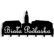 Wieszak do przedpokoju MIASTO BIAŁA PODLASKA [XL] 60x30cm - Metalowy wieszak na ubrania, kurtki i płaszcze