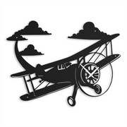 Zegar Awiator [XL] 80x60cm - dla dzieci - metalowy zegar ścienny samolot