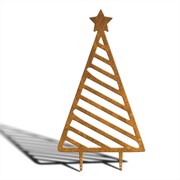 Ozdoba ogrodowa Rdzawy Choinka w Paski [XXL] 51x92cm - rdzą patynowana dekoracja świąteczna