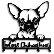 Wieszak do przedpokoju Pies Chihuahua Love [M] 38x41cm- Na Smycze i Ubrania - Metalowy - Ścienny