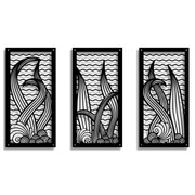 Dekor Tryptyk Morskie Głębiny [XL] 90x60cm - Metalowa dekoracja - Ozdoba ścienna