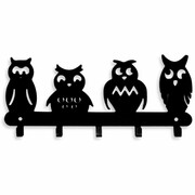 Wieszak na klucze SOWY [S] 20x9cm - metalowa dekoracja ścienna