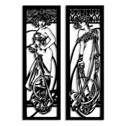 Dyptyk Alfons Mucha Dwie Dziewczyny [XL] 39x60cm - Metalowa Dekoracja Ścienna
