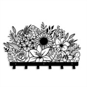 Wieszak do przedpokoju Beautiful Flowers [L] 50x33cm - Metalowa dekoracja ścienna