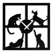 Zegar Psotne Koty [M] 40x40cm - metalowy zegar ścienny