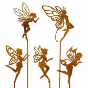 Biżuteria Ogrodowa Ozdoba Rdzawy Zestaw Wróżek 5 Sztuk dekoracji ogrodowych [XXL] 16x100cm