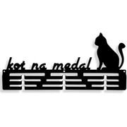 Wieszak na medale i rozety KOT NA MEDAL [M] 36x17cm - Metalowy Ścienny Wieszak Na Medale
