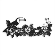 Wieszak na kurtki do przedpokoju Tukan w Dżungli [XL] - 84x34cm - Metalowa ozdoba ścienna